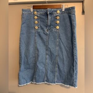 Est 1946 Denim Button-Front Knee Length Skirt